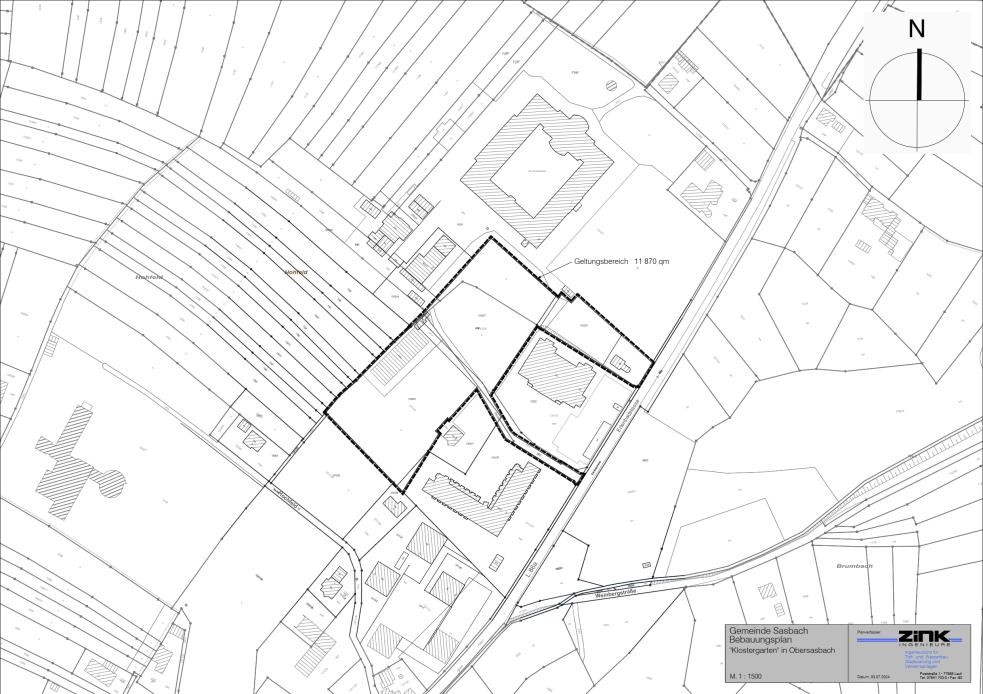 Planskizze Geltungsbereich Bebauungsplan "Klostergarten"